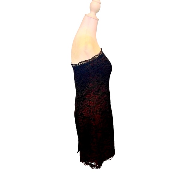 Pantagis Lace Black and Red Evening Cocktail Strapless Mini Dress  Size Small - Picture 5 of 9